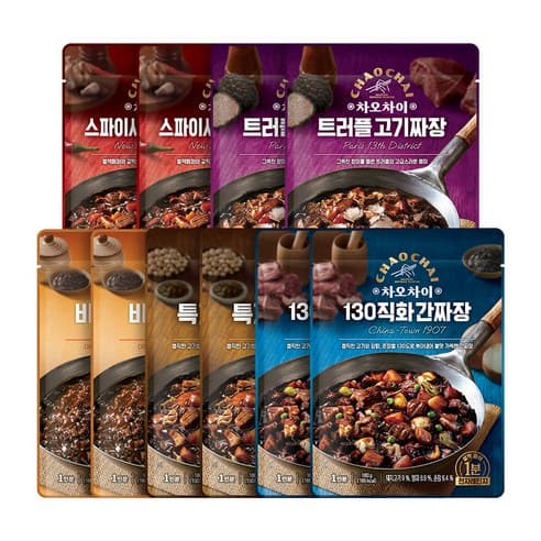 차오차이 짜장 혼합 5종 x 2p 세트, 1.8kg, 1세트 (14,470원) (무료)