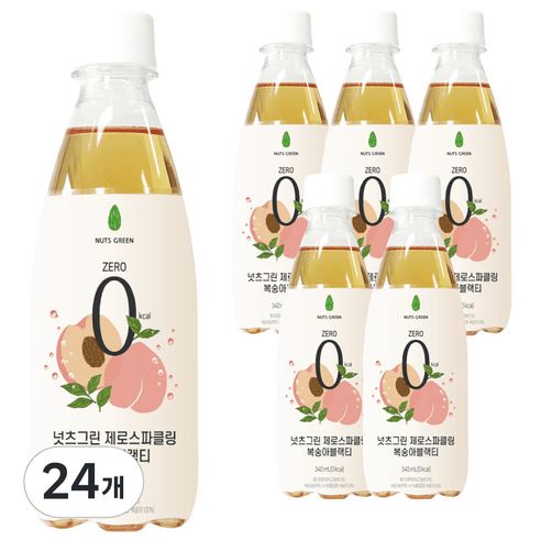 넛츠그린 제로 스파클링 복숭아 블랙티, 350ml, 24개 (18900/무료)