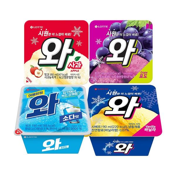 와 아이스크림 16개 혼합구성 4종 소다 바닐라 사과 포도 맛