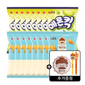 농심 메론킥 60g 8개+빵부장 소금빵 55g 8개 +빵부장굿즈(마우스패드+볼펜)