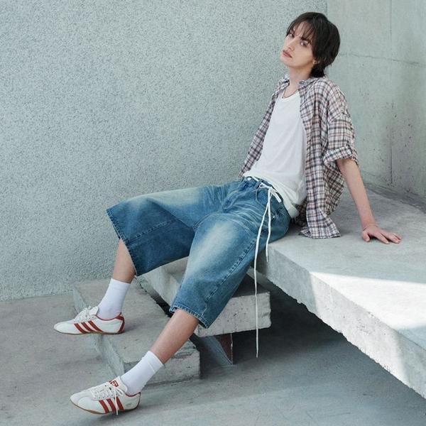 굿라이프웍스 이지 와이드 데님 팬츠 그레이