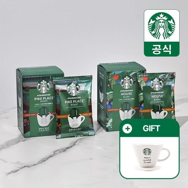 스타벅스 드립백 하우스 블랜드/파이크 플레이스 4개 +스타벅스 드리퍼증정