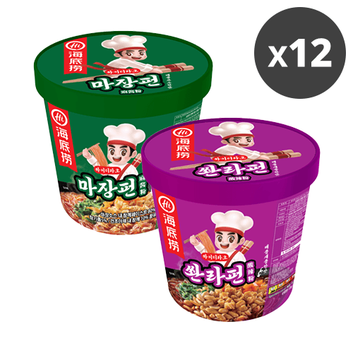 한정특가] [하이디라오] 대륙의 알싸한 맛! 컵라면 128g~130g x 12개(1박스) 2종 (마장편/싼라편) (떠리무료배송