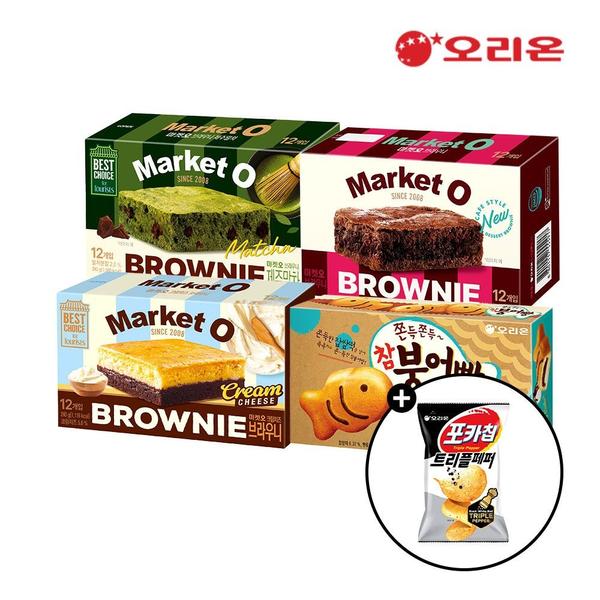 오리온 마켓오 크림치즈브라우니 12P + 말차브라우니12P + 브라우니12P + 참붕어빵 8P + 증정 트리플페퍼 1봉(토스페이계좌,카카오페이