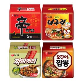 신라면5개+너구리5개+짜파게티5개+오징어짬뽕5개 총20개