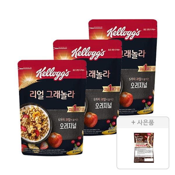 켈로그 리얼 그래놀라 400g, 3개 + 증정 티멤버십