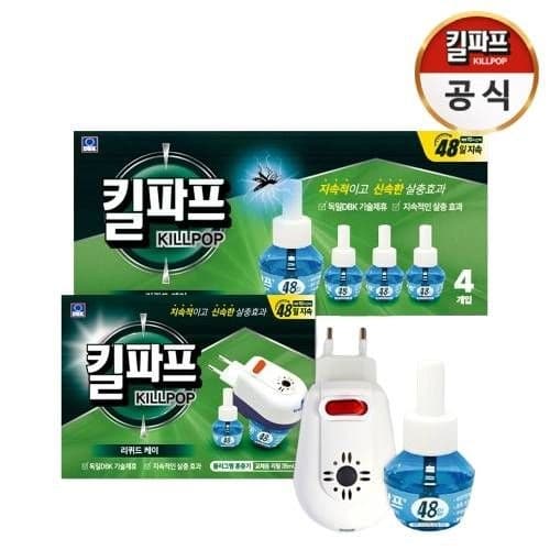 킬파프 리퀴드 전자 모기향 플러그형 세트+리필팩 4개입