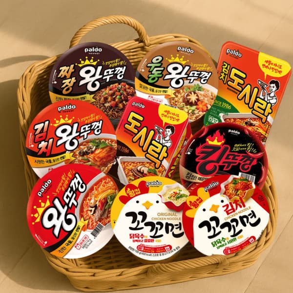 왕뚜껑 꼬꼬면 도시락 오리지날 김치 짬뽕 우동 짜장 킹뚜껑 10종 12개~21개 골라담기