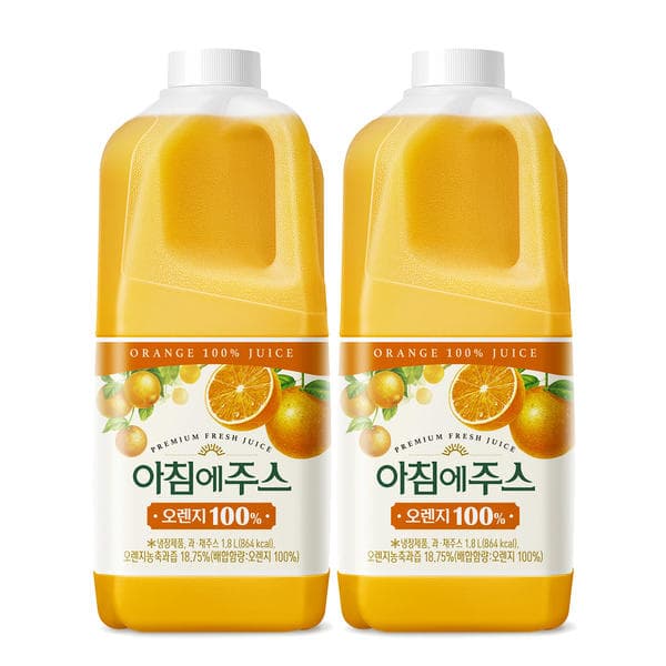 서울우유 아침에주스 오렌지 1.8L x 2개 (임박)