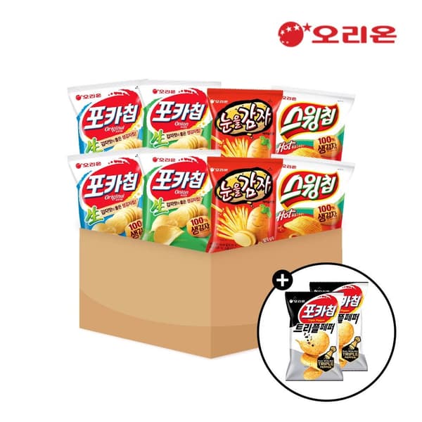 포카칩.눈을감자.스윙칩 미니스낵 4종 16팩 + 포카칩 트리플페퍼 2봉 증정/(토스,카카오페이)