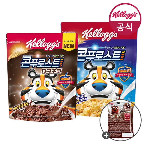 켈로그 시리얼 콘푸로스트 600g + 콘푸로스트 다크초코 550g + 미니30g (코인)