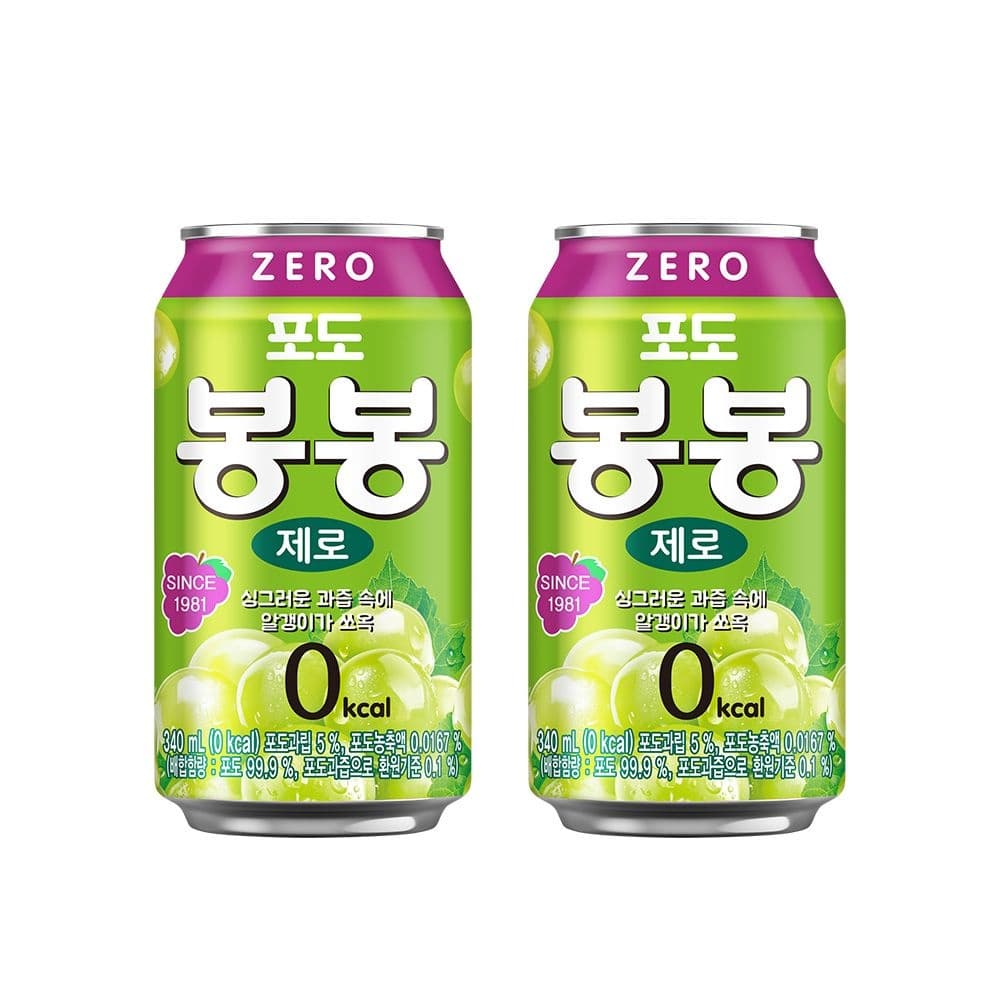 봉봉 포도 제로 340ml 24개 (토스,카카오)