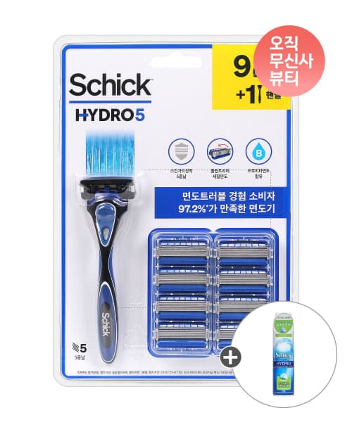 쉬크 하이드로5 오리지널 면도기+날9입+ 증정 스킨디펜스 쉐이브젤199g