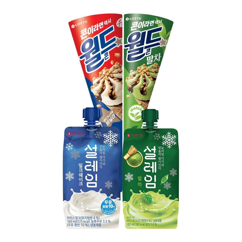 월드콘 설레임 말차 시리즈 바닐라 밀크 4종 24개 혼합구성