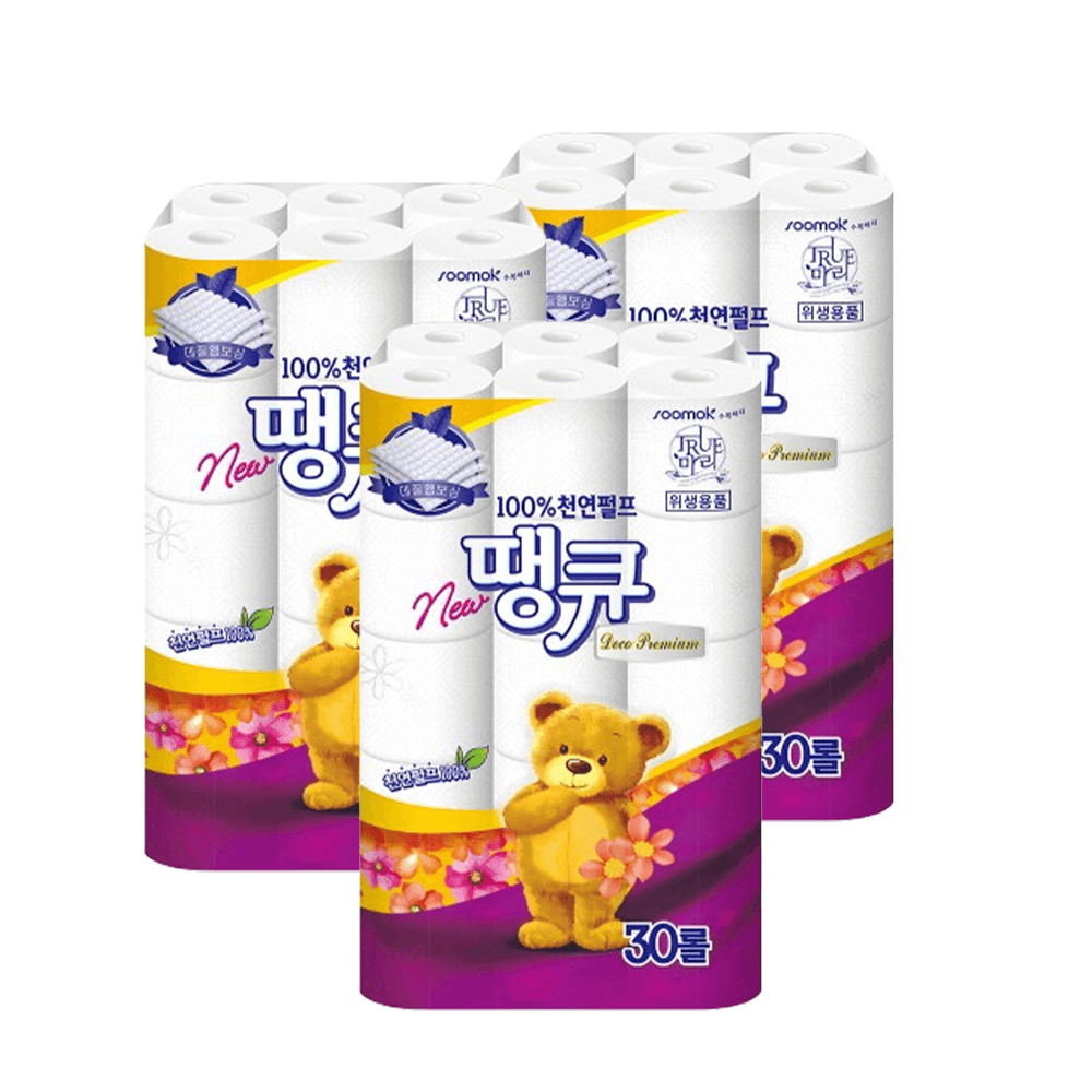 수목제지 트루마리 땡큐 30M 30롤 3팩 천연펄프 화장지