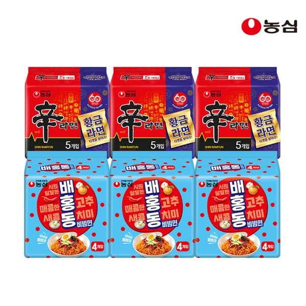 네이버) 농심 신라면 15입+배홍동비빔면 12입 16,560원