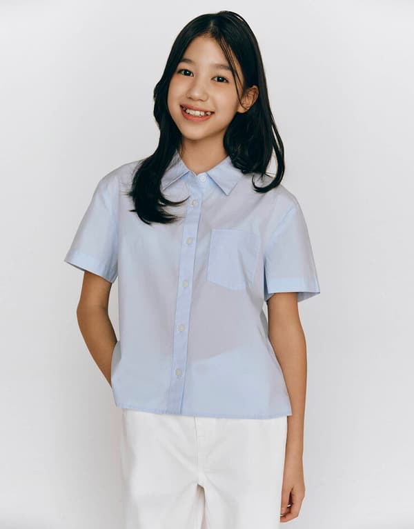 지오다노) 여아용 포플린 반팔셔츠 18,750원 무배