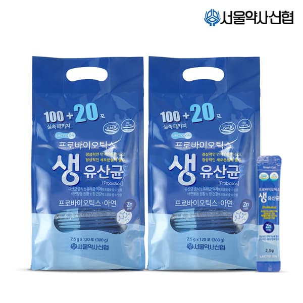롯데온) 락토온 프로바이오틱스 생유산균 2.5g 120포 2개 21,530원