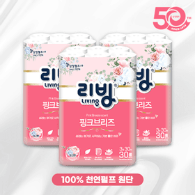 홈앤쇼핑) 섬정펄프 리빙 핑크브리즈 천연펄프 화장지 30m 30롤 3팩 28,980원