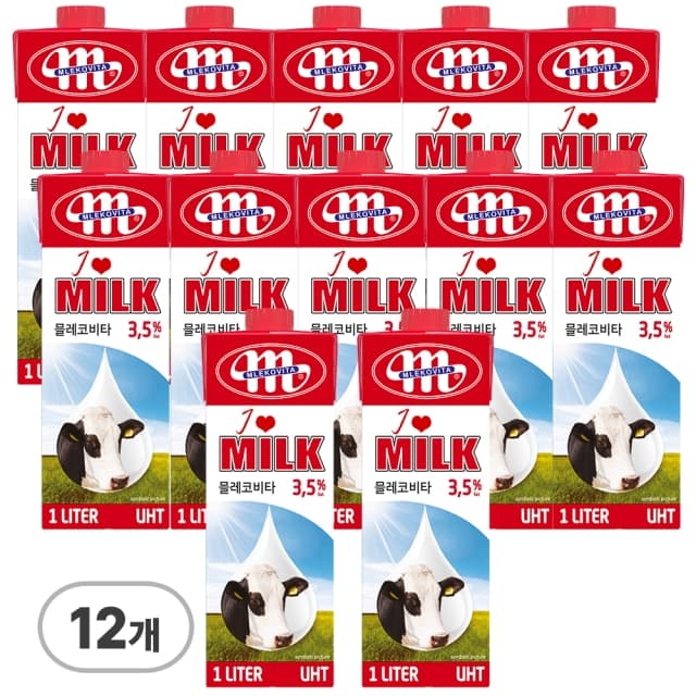 공홈)믈레코비타 폴란드 수입 멸균우유 1000ml x 12팩 17,800원