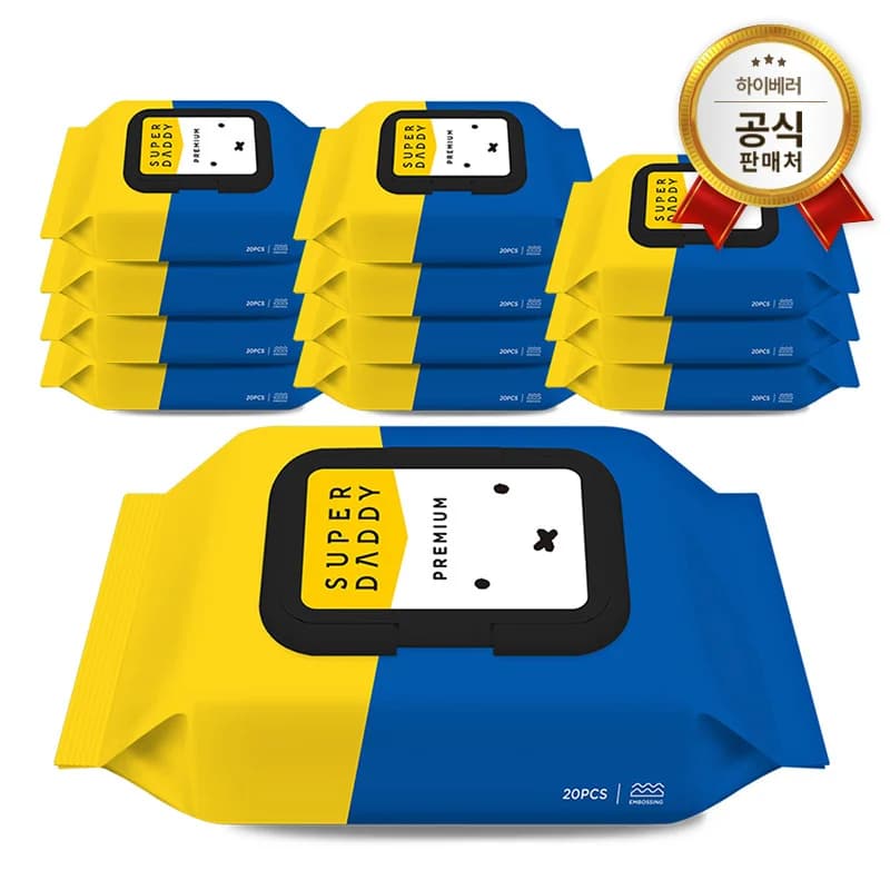 알리)슈퍼대디 프리미엄 77g 휴대용 물티슈 총12팩 9,356원 무배