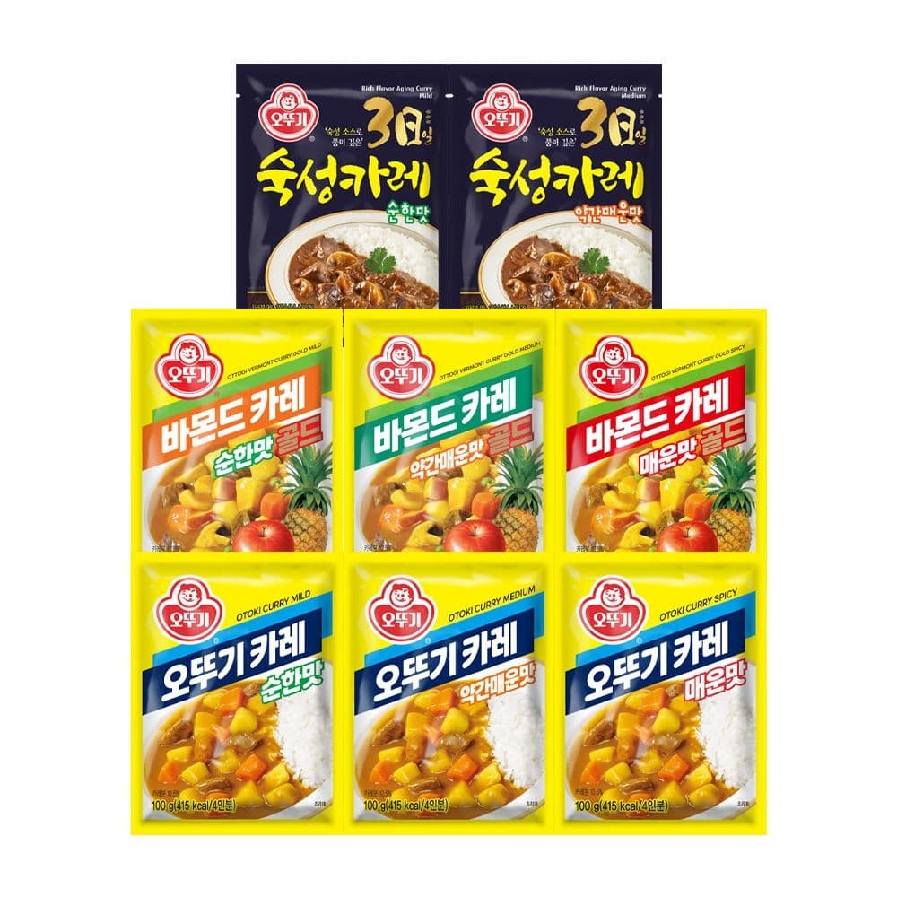 롯데온) 오뚜기 분말카레 3개+3개(총 6개) 골라담기 9,800원 무배