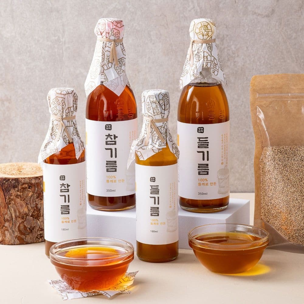 롯데온) 농부미학 저온압착 참기름 350ml+들기름 350ml 18,300원