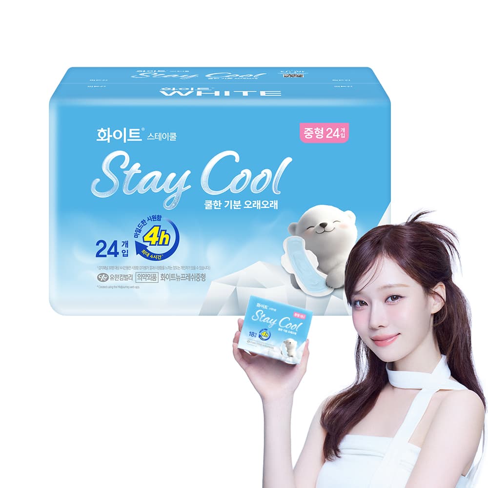 토스) 화이트 스테이쿨 패드 중형 18Px6팩+증정2p+울날중24p 19,900원