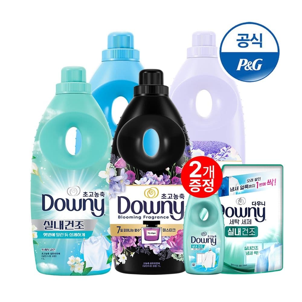 롯데온) 다우니 섬유유연제 향수 미스티크 1L 2개+화이트머스크 1L 2개+400ML 24,610원