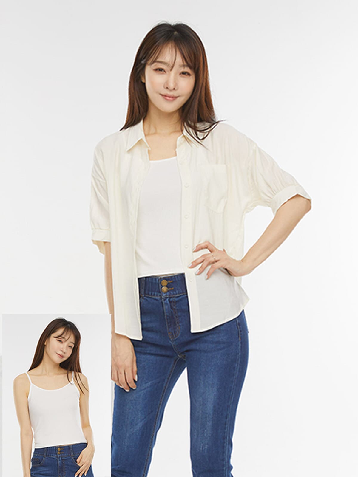 굿웨어몰) Jem.A 여성 반팔 나시+셔츠 세트 6,952원