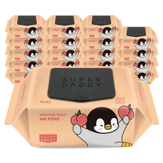 슈퍼대디 미스터펭 피치 아기물티슈 캡형 70매 20팩 (70g) (15,750원/무료)