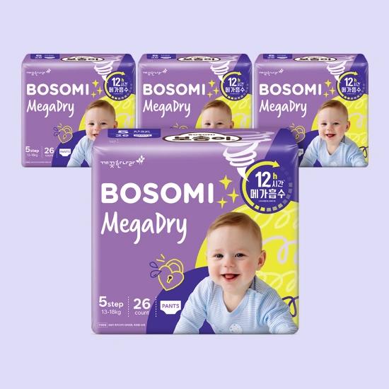 보솜이 메가드라이 팬티형 30x4팩 (23,259원), 액션핏 특대형 26x4팩 (22,246원) /무료