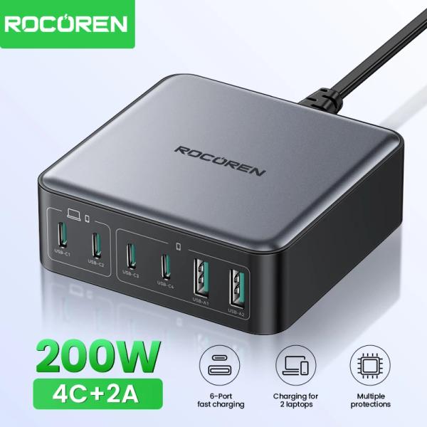 Rocoren 200W GaN 충전기 6 포트($13.87/무료)
