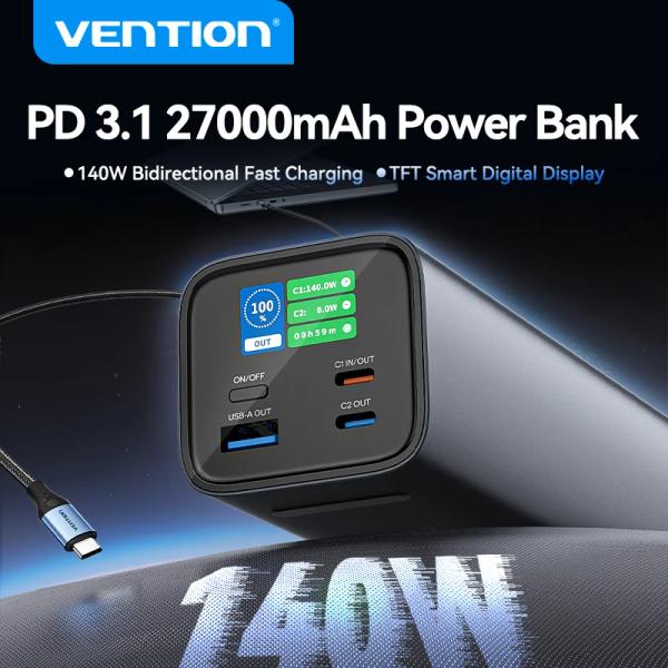 Vention 140W 27000mAh 보조배터리 ($44.32/무료)