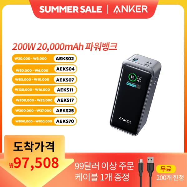 샤오미  스마트 홈 보안 카메라($19.05/무배)/Anker Prime 735 보조베터리($51.13/무배)