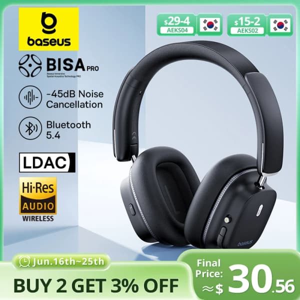 Baseus Bowie 30 Max Bluetooth 헤드폰($27.49/무료)