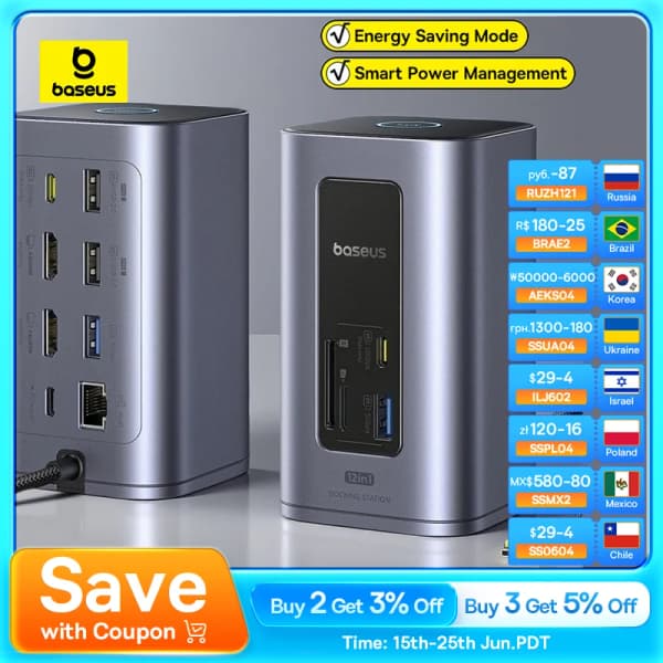 Baseus 12-in-1 USB C 허브($51.28/무료)