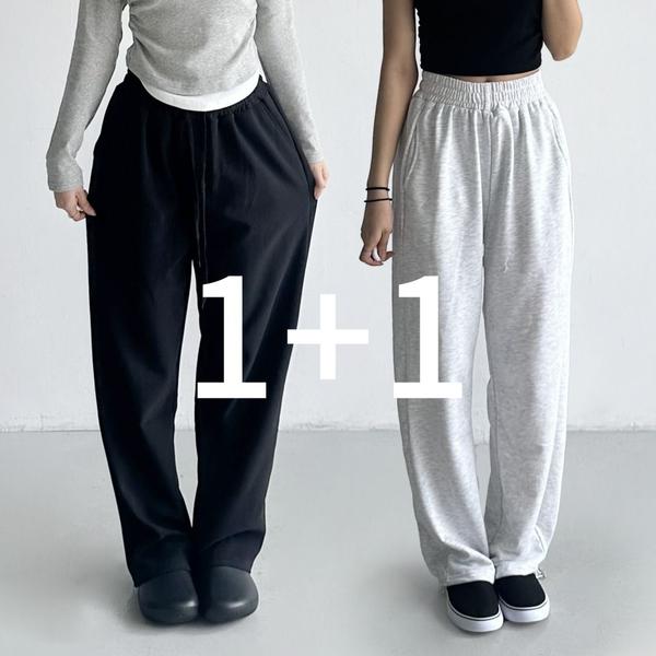 1+1 남녀공용 조거 스트링 와이드 트레이닝팬츠 (24,610원/무배)