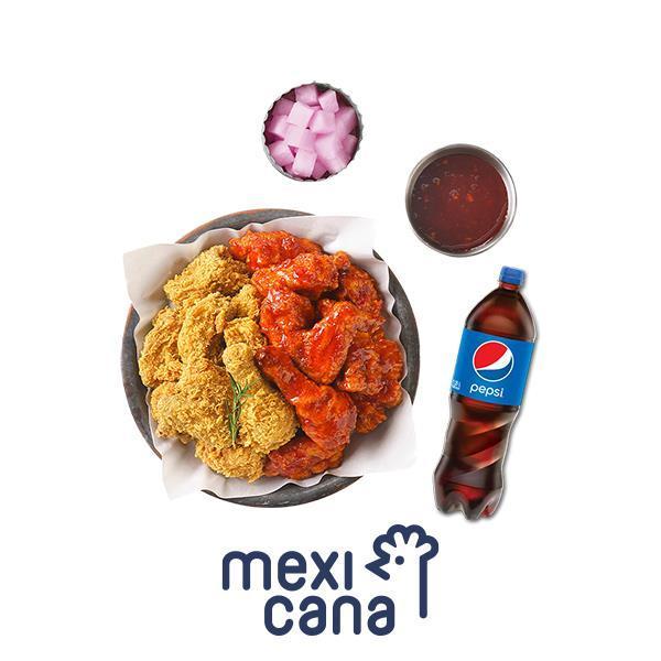 멕시카나치킨 후라이드반양념반+콜라1.25L (17,500원/무료)6