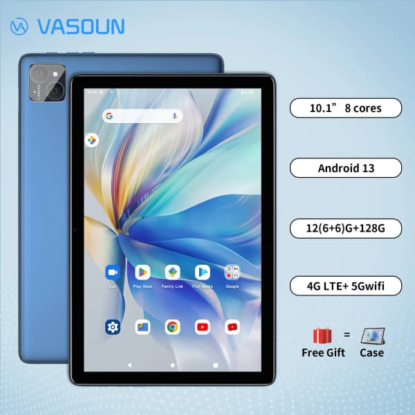 VASOUN 안드로이드 14 태블릿 10.1 인치($43.89/무료)