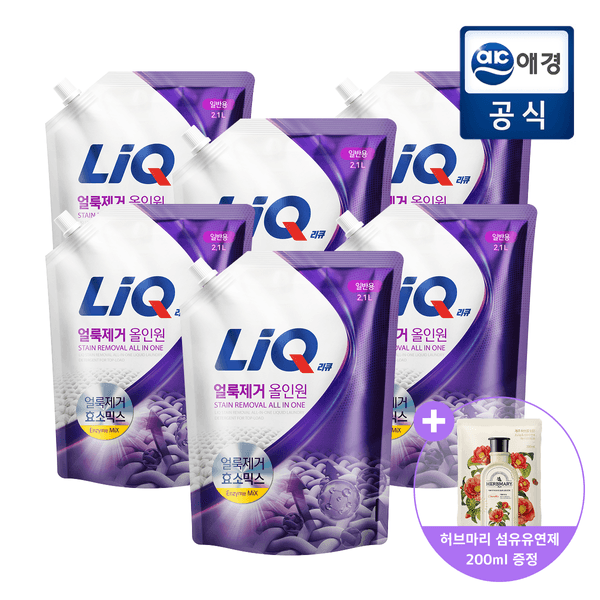 리큐 얼룩제거 올인원 세탁세제 2.1L리필 6개+섬유유연제(19,060원/무료)