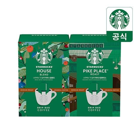 스타벅스 드립백 하우스 블렌드/파이크 플레이스 4개 구성+블랙머그(23,410원)