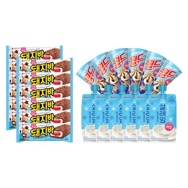 저당 3종 아이스크림 혼합 SET(월드콘x6개+설레임x6개+돼지바x12개) (24,890원/무료)6