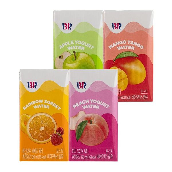 배스킨라빈스 과즙워터 4종 120ml 24+24개입 (14,590원/무료)