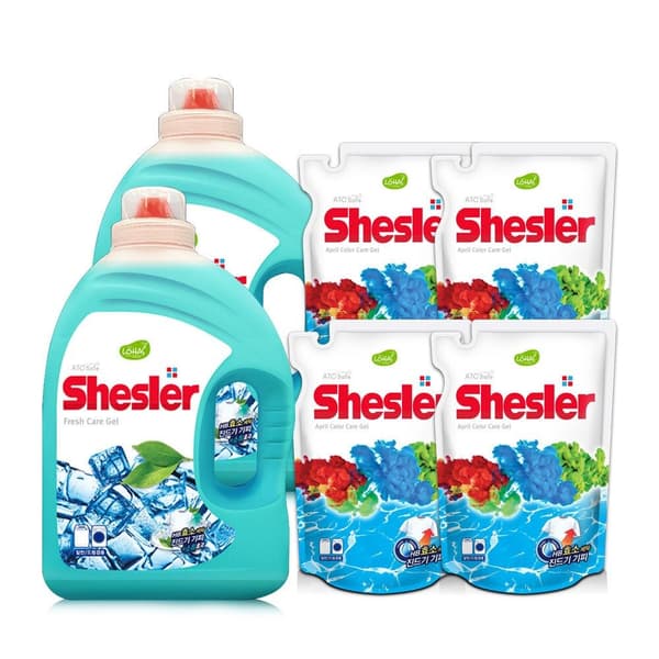 쉬슬러 액체 세탁세제 프레쉬 3.05L 2개+세제 리필 500ml 4개 (13,900원/무배)