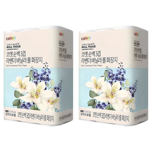 코멧 순백 3겹 라벤더 바닐라 롤화장지 30m 30개입 2개 (와우 21,990원/무료)1