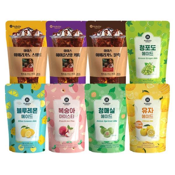 맥널티 파우치 음료/커피 190ml 10팩+10팩+10팩 골라담기 (11,900원/무료)