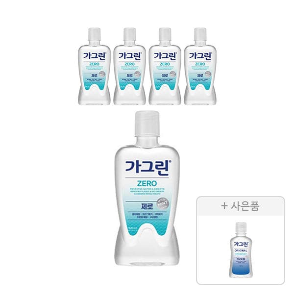 가그린 제로 820ml 5개 + 오리지널 100ml (18,900원/무료)3