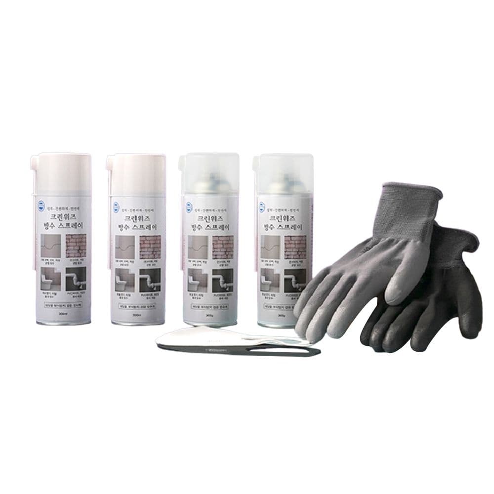 크린위즈 다용도 방수 스프레이 300ML 4개 + 장갑 + 마스크 (16,400원/무료)
