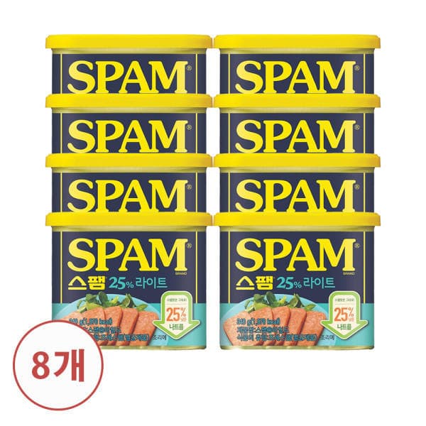 CJ 스팸 340G 8개 25% 라이트 (23,900원/무배)4